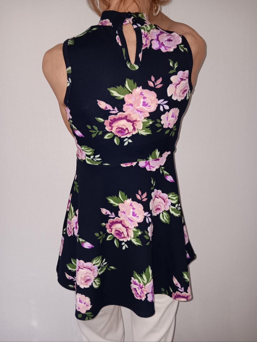 Banana Republic Navy One-Shoulder Floral Dress with Choker - Picture 2 of 2